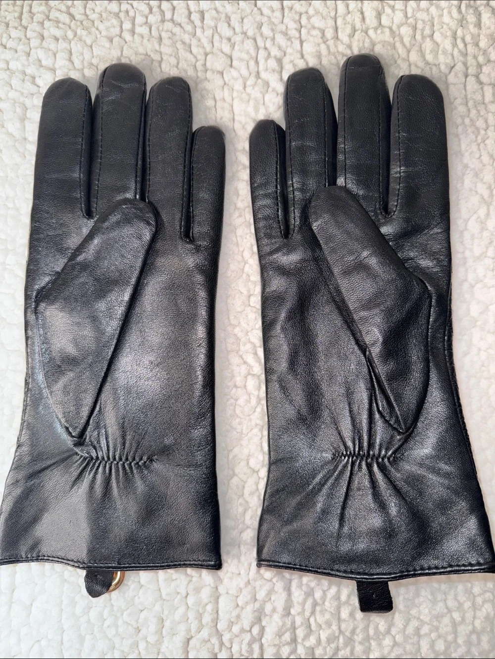 Michael Kors Black Quilted Leather Gloves with Gold Lock Detail